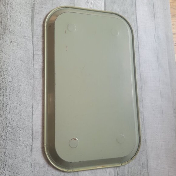 Vintage Rectangular Metal Floral Serving Tray With White Flowers & Green Leaves - Picture 4 of 6